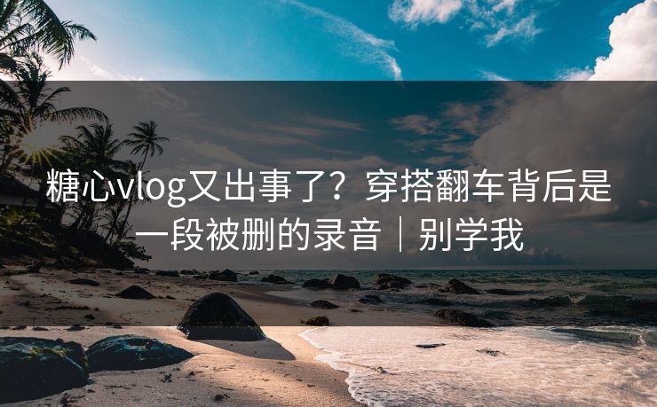 糖心vlog又出事了？穿搭翻车背后是一段被删的录音｜别学我